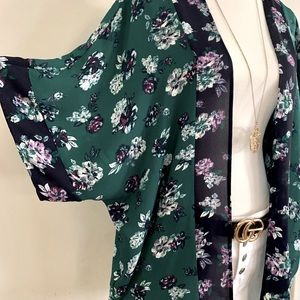 Gorgeous Green and Navy Kimono